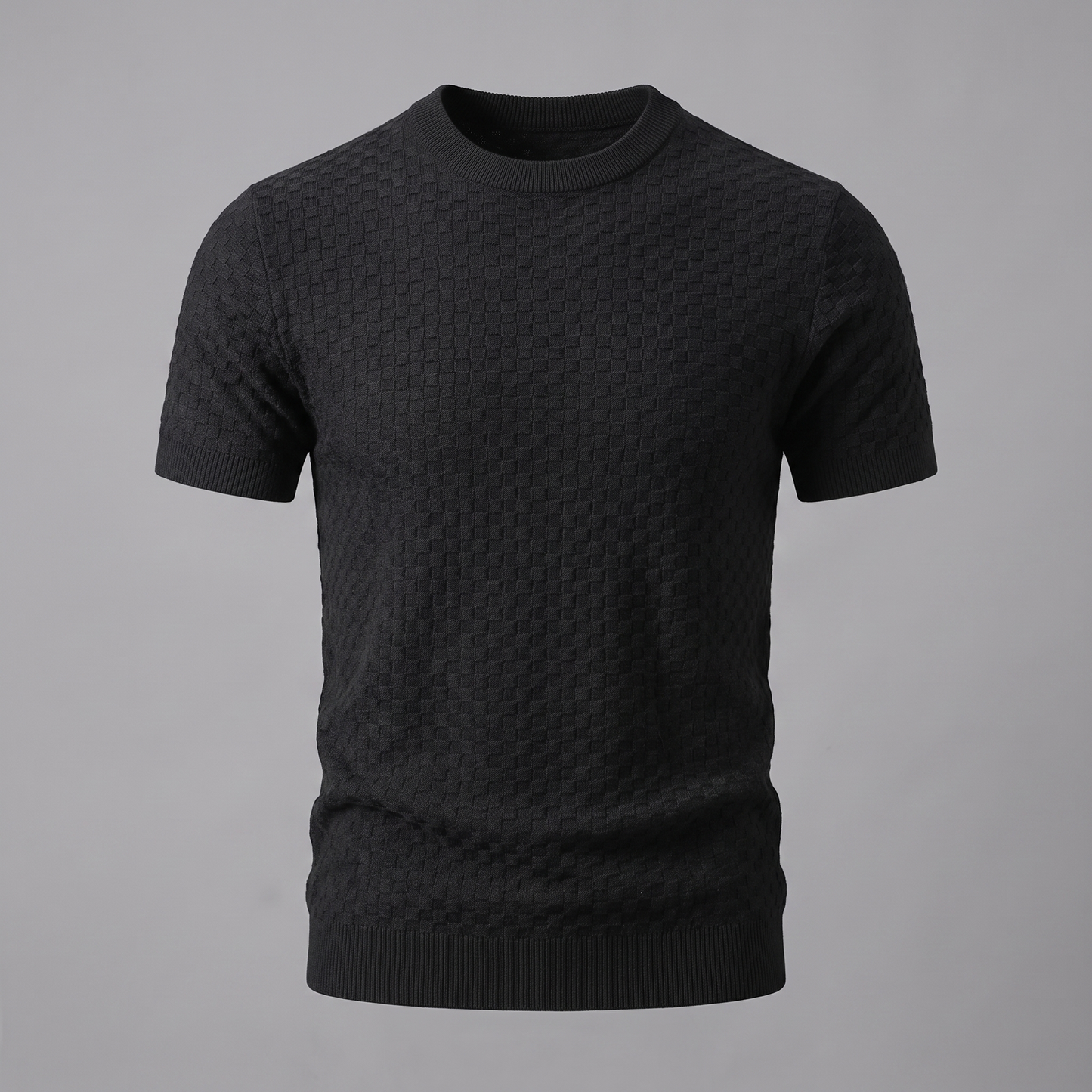 Men's Basket Weave Knit T-Shirt | Crew Neck Summer Style