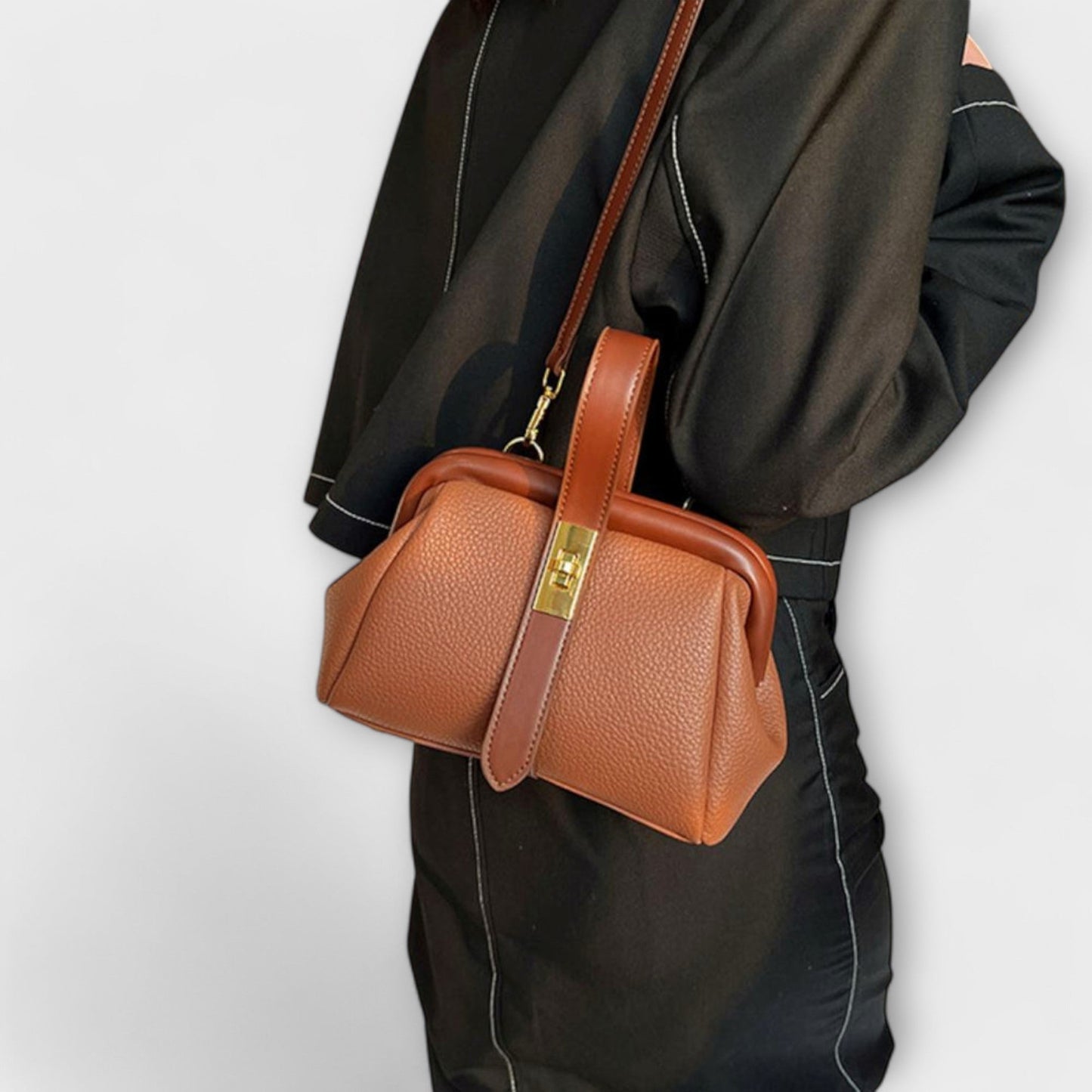 Women's Mini Turn-Lock Handbag | Leather-Style Crossbody Style