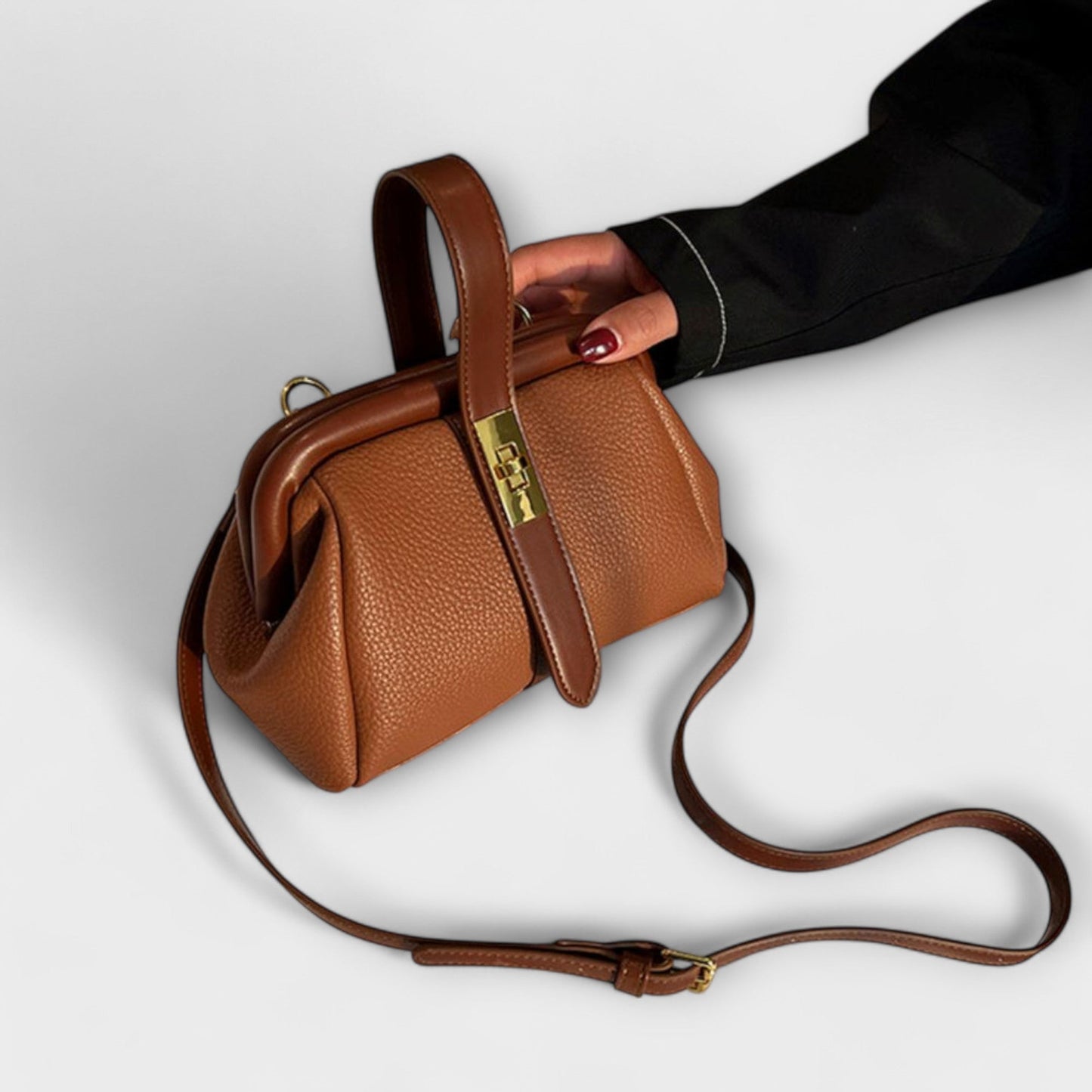 Women's Mini Turn-Lock Handbag | Leather-Style Crossbody Style