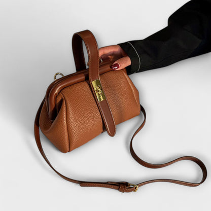 Women's Mini Turn-Lock Handbag | Leather-Style Crossbody Style
