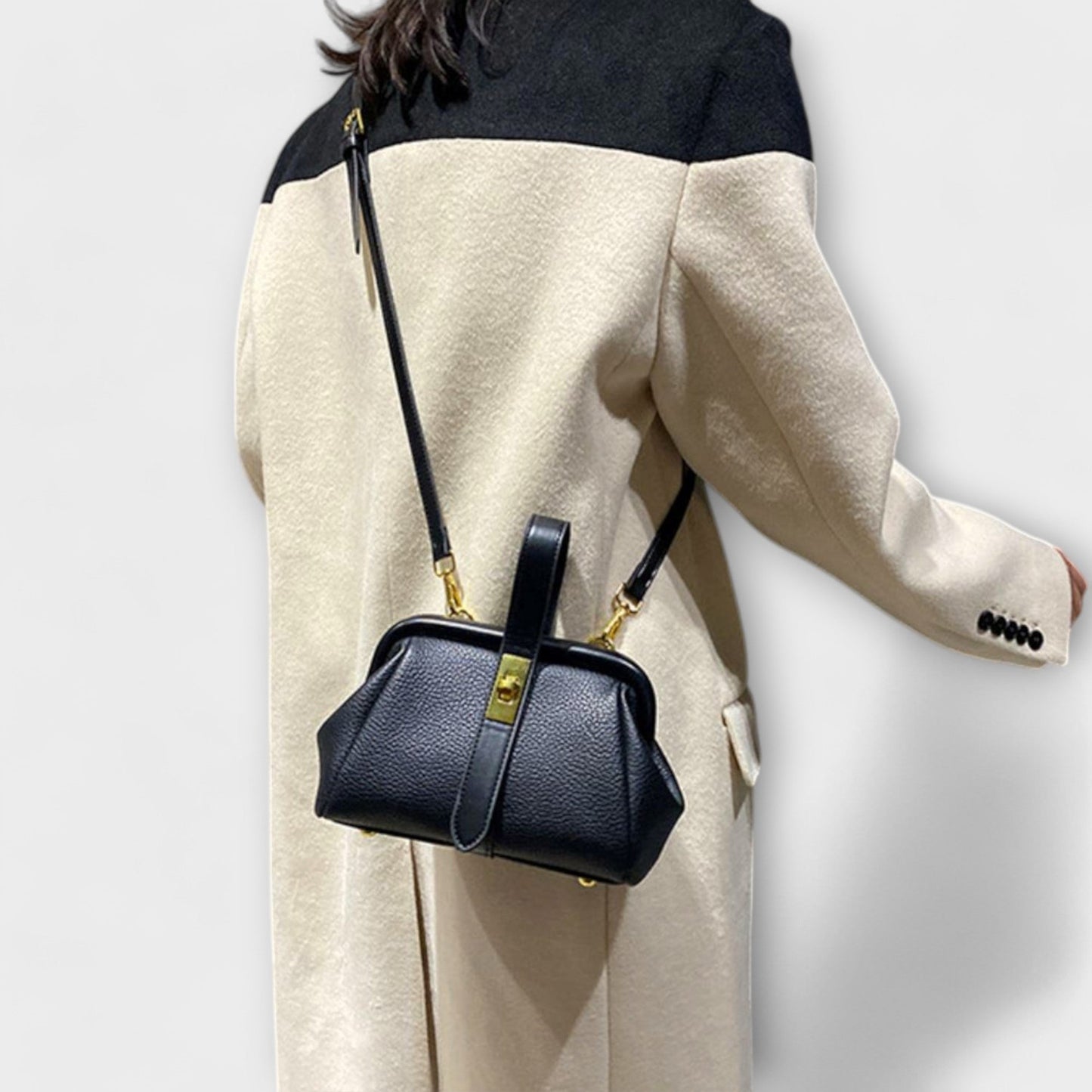 Women's Mini Turn-Lock Handbag | Leather-Style Crossbody Style