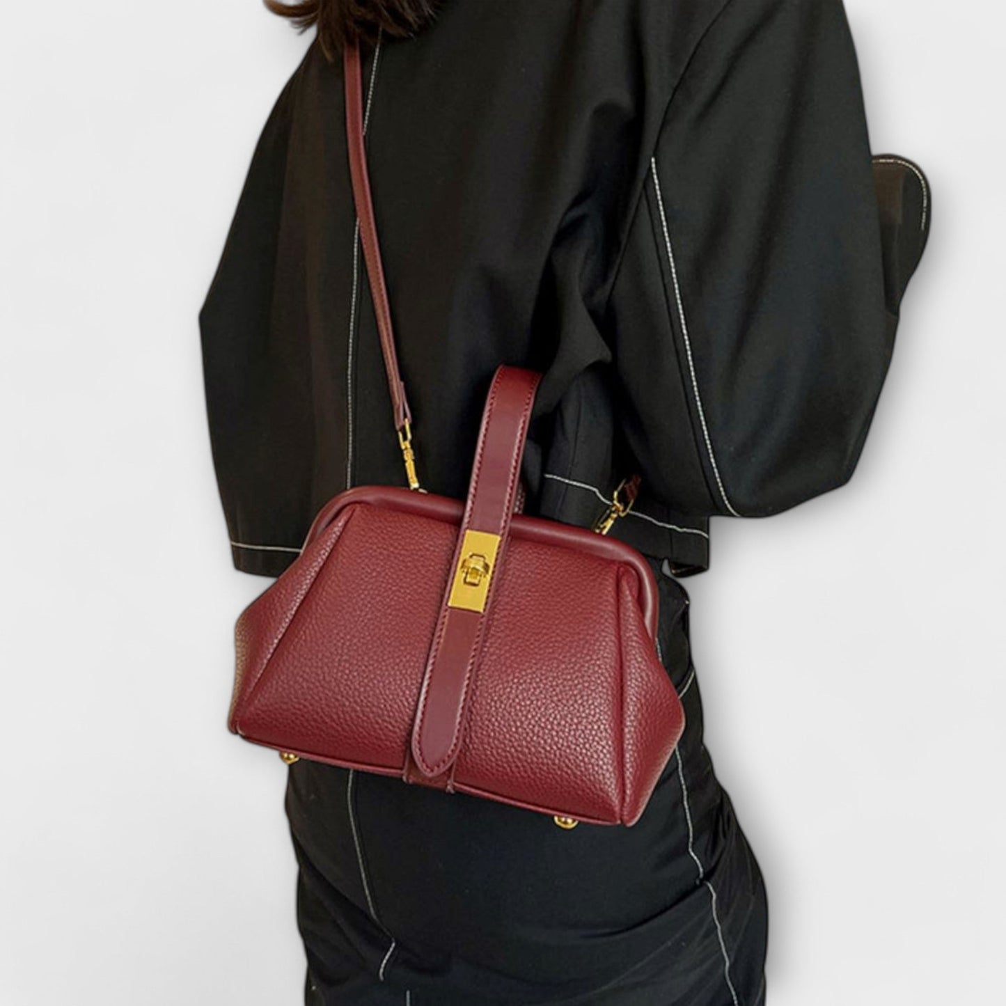 Women's Mini Turn-Lock Handbag | Leather-Style Crossbody Style