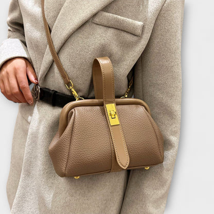 Women's Mini Turn-Lock Handbag | Leather-Style Crossbody Style