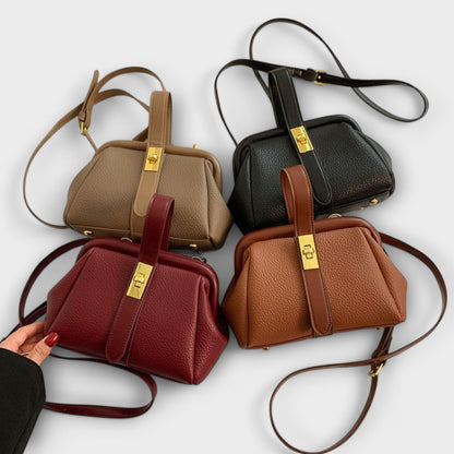 Women's Mini Turn-Lock Handbag | Leather-Style Crossbody Style