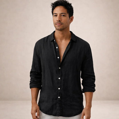Men's Long Sleeve Linen Style Shirt