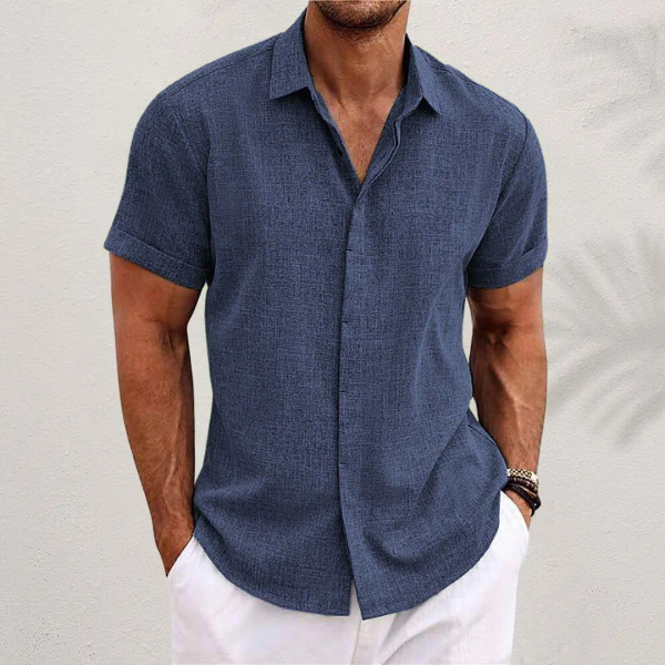 Men's Short Sleeve Summer Shirt | Linen-Style Lightweight Beach Top