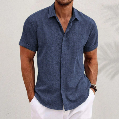 Men's Short Sleeve Summer Shirt | Linen-Style Lightweight Beach Top