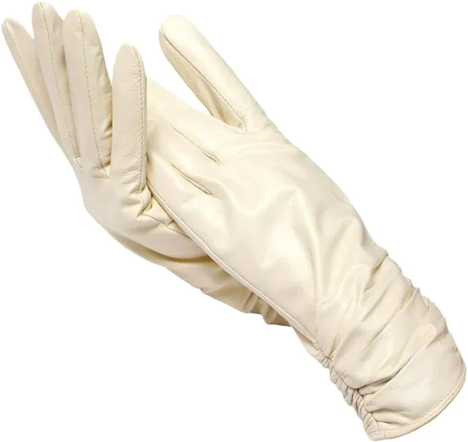 Women's Leather Style Gloves | Wool-Lined Winter Warmth