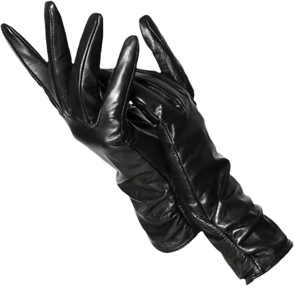 Women's Leather Style Gloves | Wool-Lined Winter Warmth