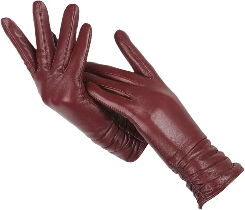 Women's Leather Style Gloves | Wool-Lined Winter Warmth