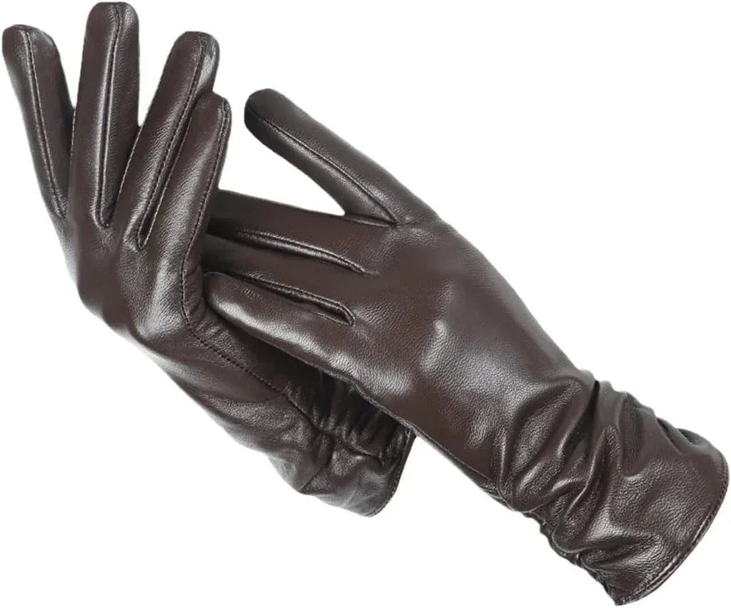 Women's Leather Style Gloves | Wool-Lined Winter Warmth