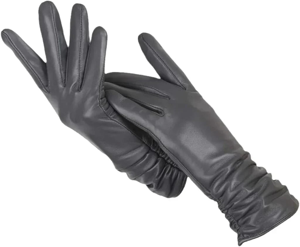 Women's Leather Style Gloves | Wool-Lined Winter Warmth