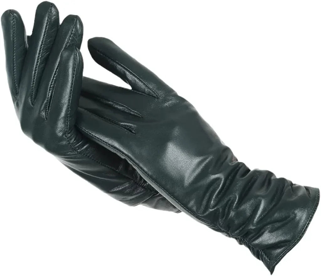 Women's Leather Style Gloves | Wool-Lined Winter Warmth