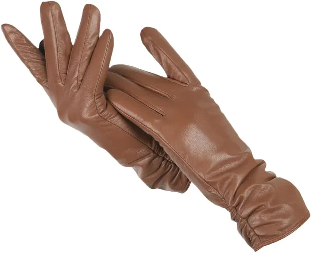 Women's Leather Style Gloves | Wool-Lined Winter Warmth