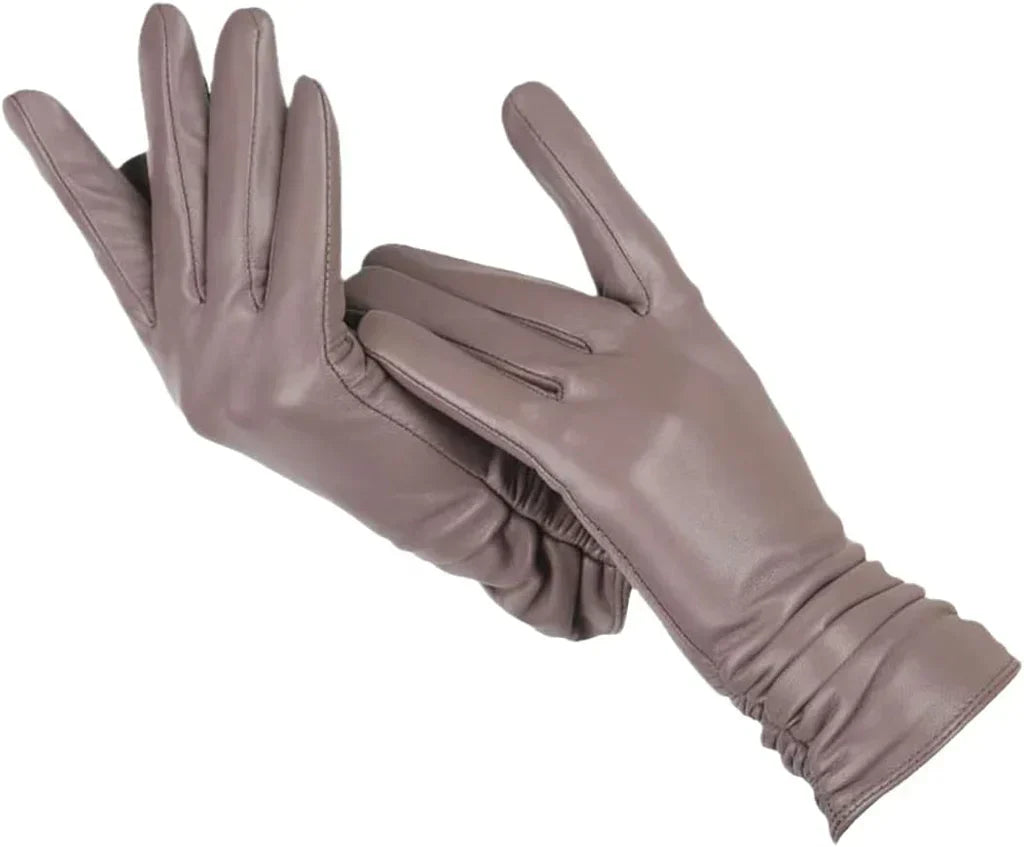 Women's Leather Style Gloves | Wool-Lined Winter Warmth