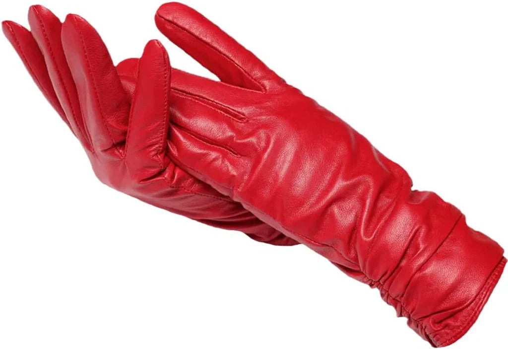 Women's Leather Style Gloves | Wool-Lined Winter Warmth