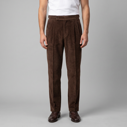 Men's Corduroy Style Pleated Trousers | Tailored Smart-Casual Fit