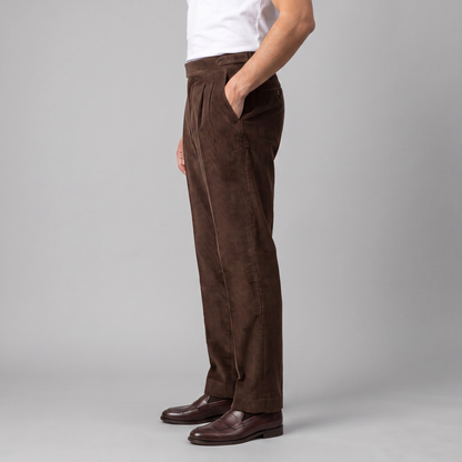 Men's Corduroy Style Pleated Trousers | Tailored Smart-Casual Fit