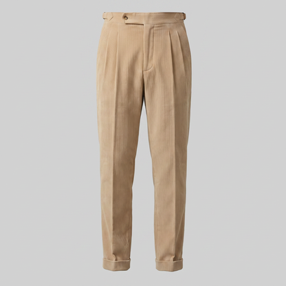 Men's Corduroy Style Pleated Trousers | Tailored Smart-Casual Fit