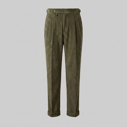 Men's Corduroy Style Pleated Trousers | Tailored Smart-Casual Fit