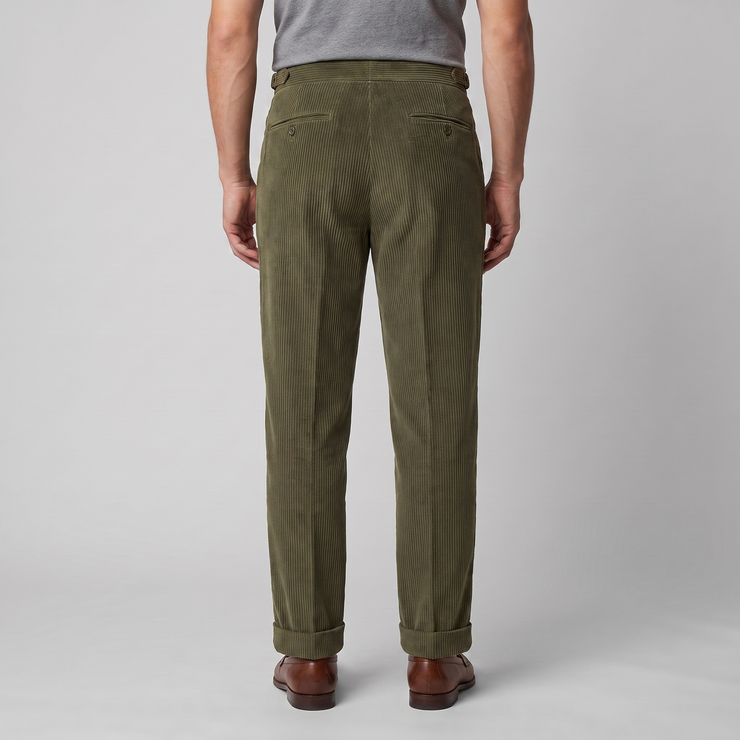 Men's Corduroy Style Pleated Trousers | Tailored Smart-Casual Fit
