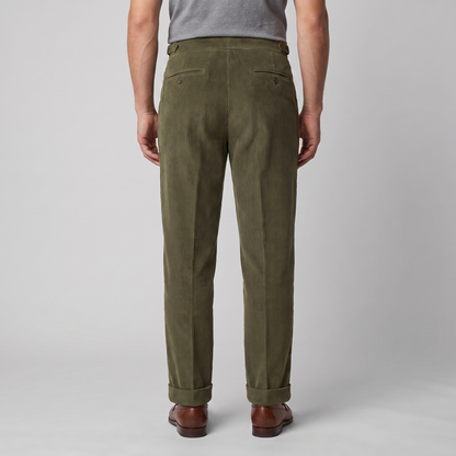 Men's Corduroy Style Pleated Trousers | Tailored Smart-Casual Fit