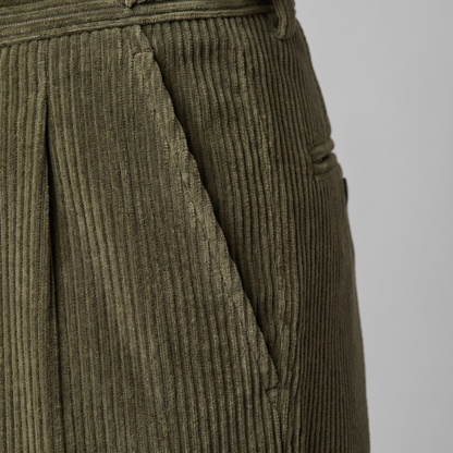 Men's Corduroy Style Pleated Trousers | Tailored Smart-Casual Fit