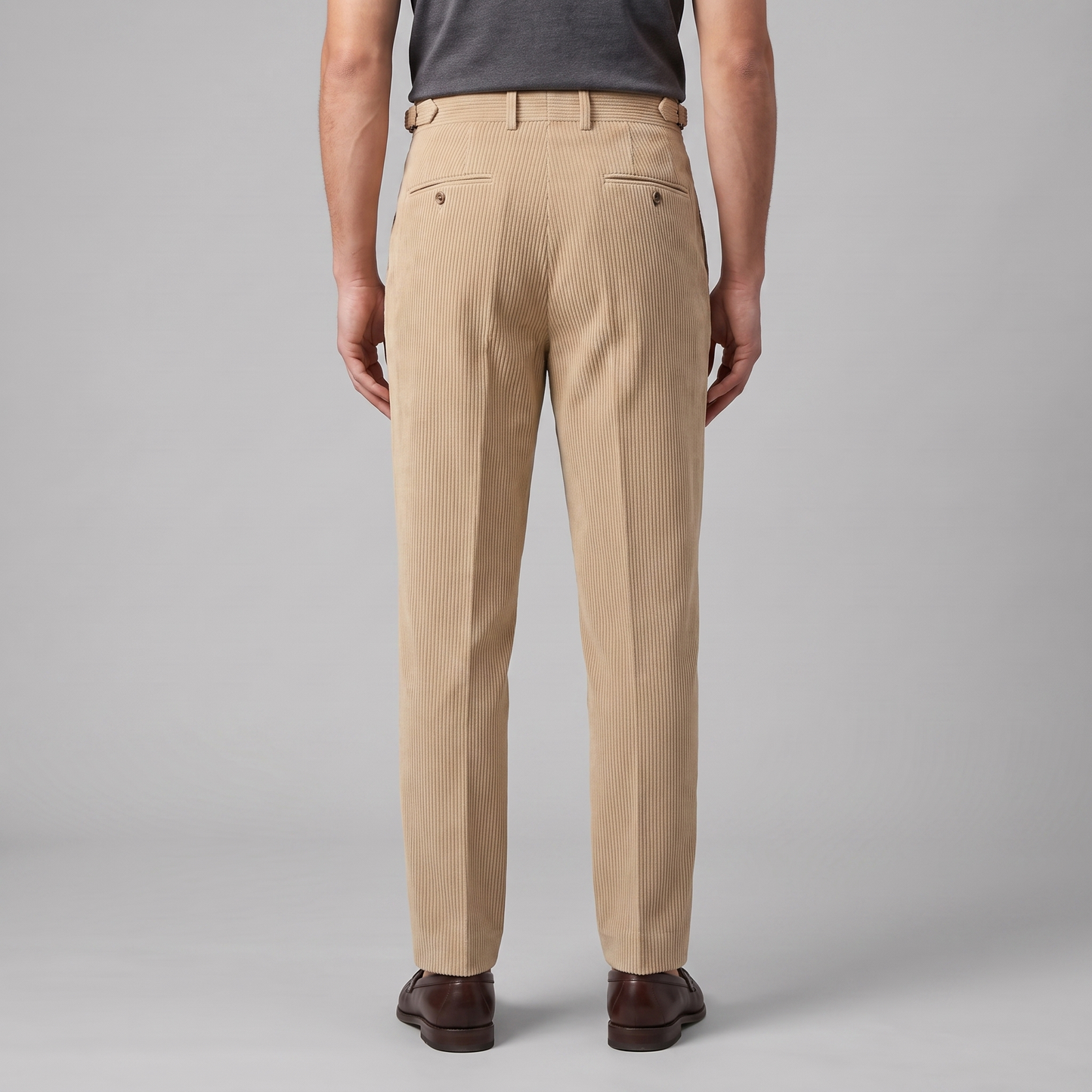Men's Corduroy Style Pleated Trousers | Tailored Smart-Casual Fit