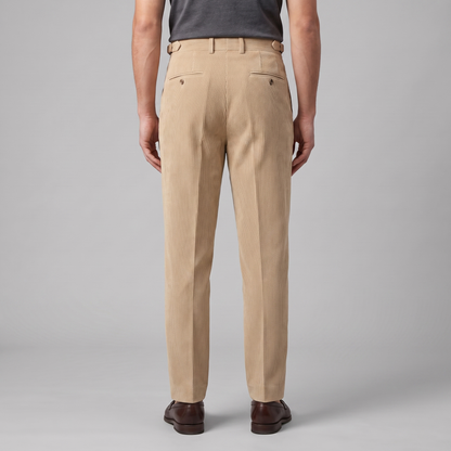 Men's Corduroy Style Pleated Trousers | Tailored Smart-Casual Fit