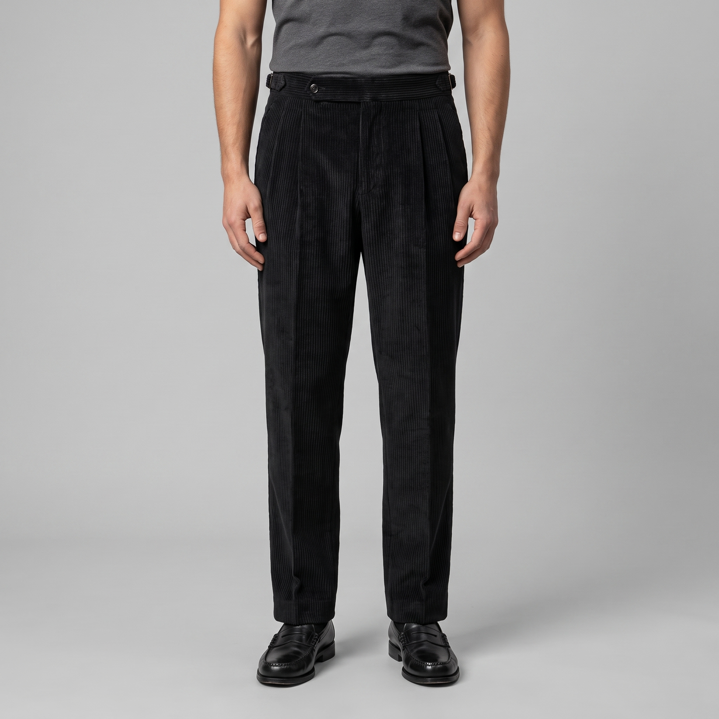 Men's Corduroy Style Pleated Trousers | Tailored Smart-Casual Fit