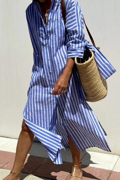 Womens Wrinkle-Free V-Neck Summer Dress | Subtle Sheen Elegant Everyday Style