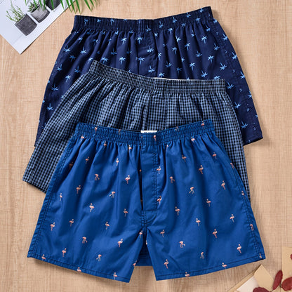 Men's Plant Print Boxers Set of 3 | Everyday Cotton Blend Comfort