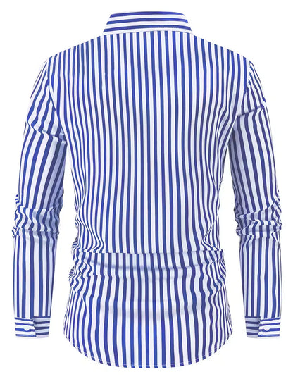 Men's Slim Fit Vertical Stripe Shirt | Smart Casual Button-Down