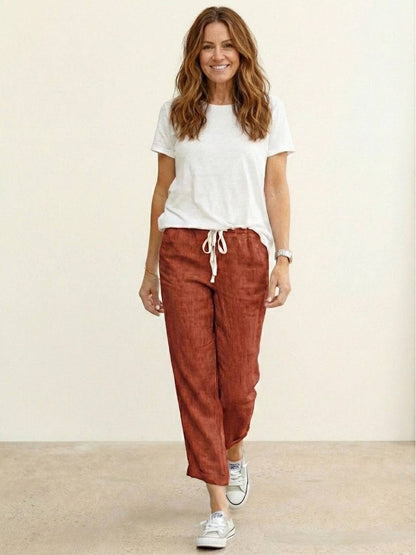 Women's Drawstring Slim Fit Trousers | Casual Summer Comfort