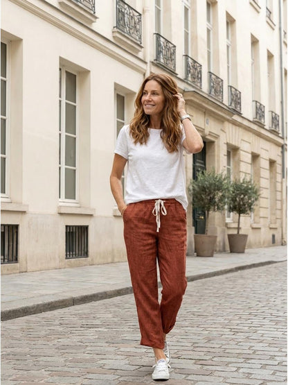 Women's Drawstring Slim Fit Trousers | Casual Summer Comfort
