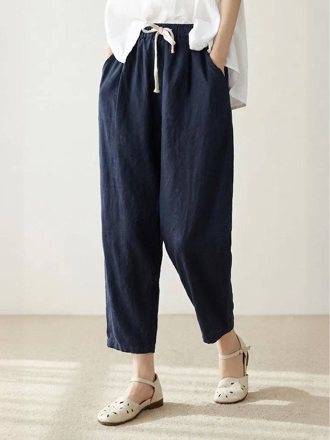 Women's Drawstring Slim Fit Trousers | Casual Summer Comfort