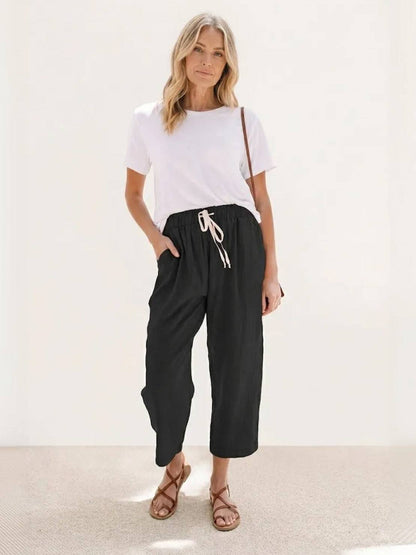 Women's Drawstring Slim Fit Trousers | Casual Summer Comfort