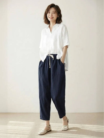 Women's Drawstring Slim Fit Trousers | Casual Summer Comfort