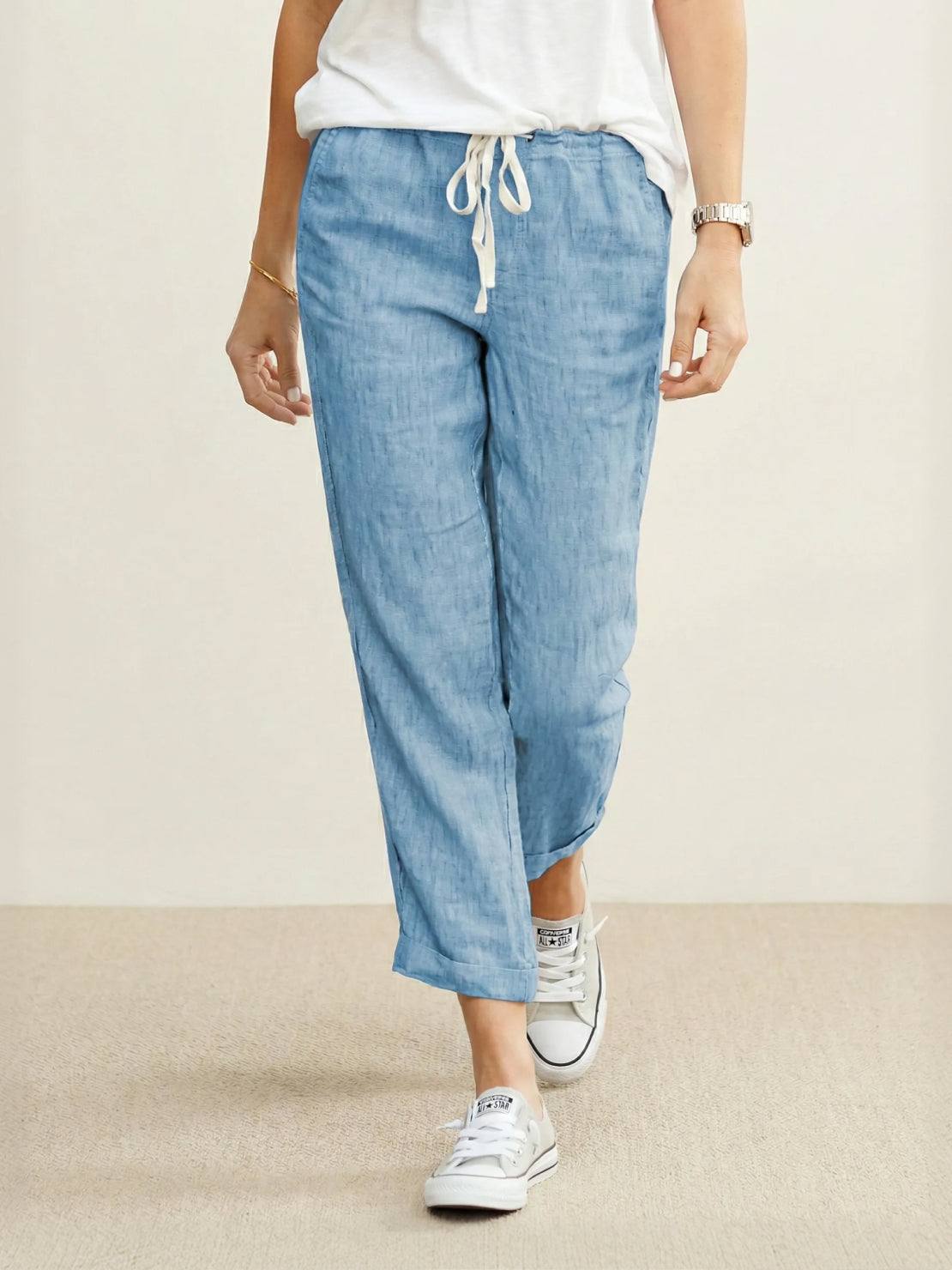 Women's Drawstring Slim Fit Trousers | Casual Summer Comfort