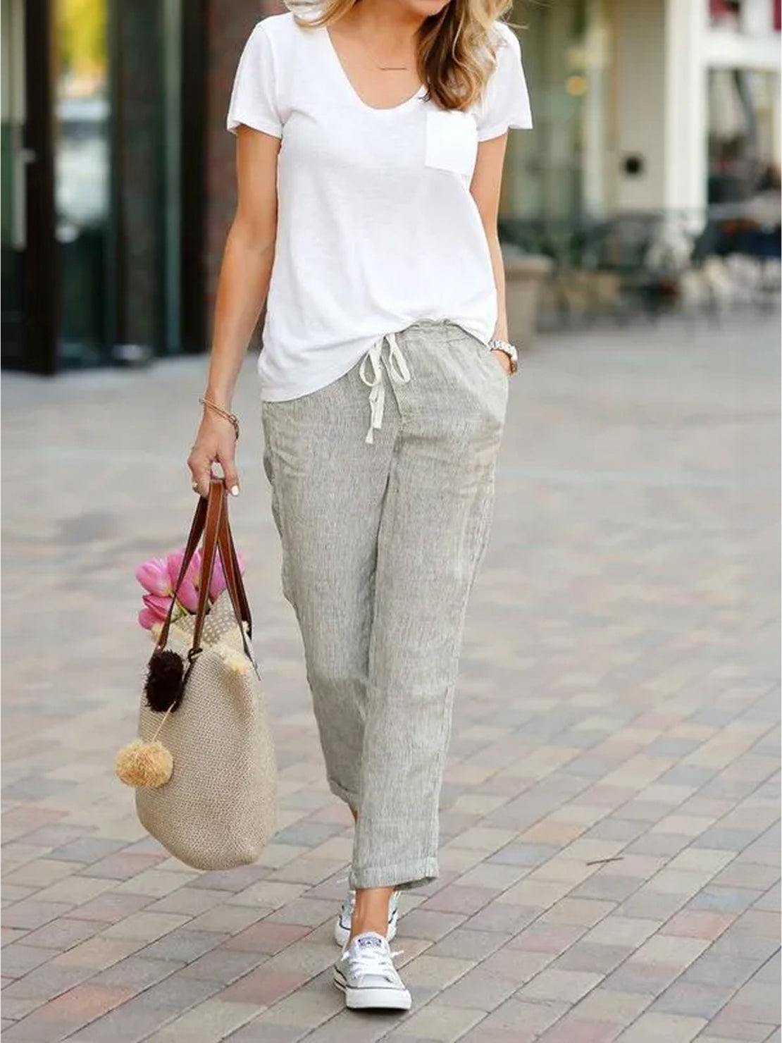 Women's Drawstring Slim Fit Trousers | Casual Summer Comfort