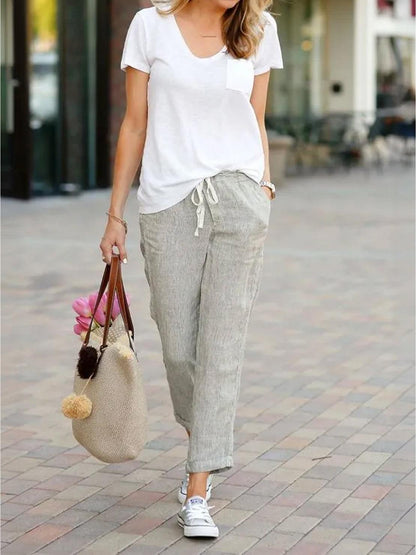 Women's Drawstring Slim Fit Trousers | Casual Summer Comfort