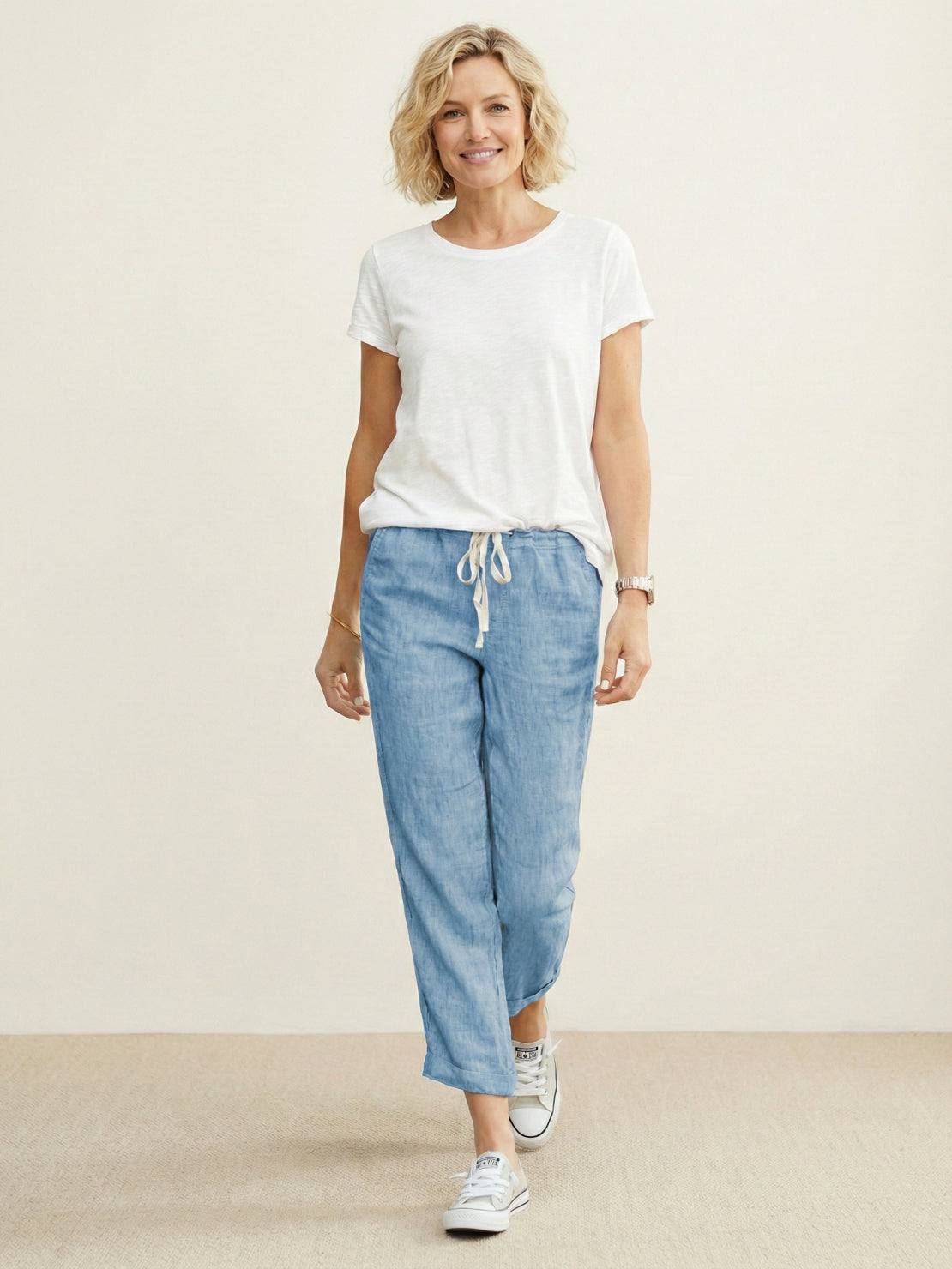 Women's Drawstring Slim Fit Trousers | Casual Summer Comfort