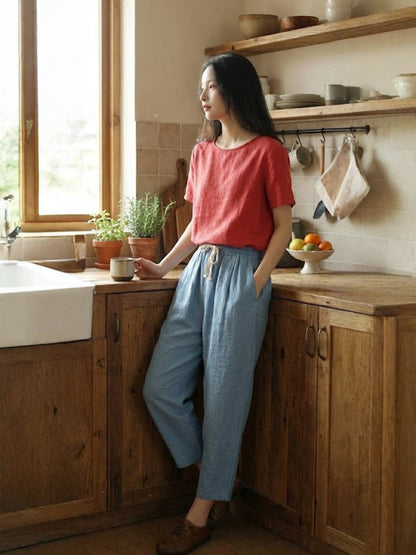Women's Drawstring Slim Fit Trousers | Casual Summer Comfort
