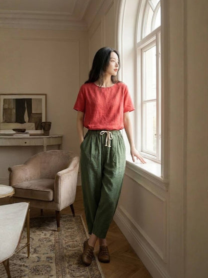 Women's Drawstring Slim Fit Trousers | Casual Summer Comfort