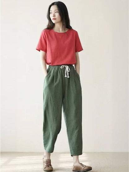 Women's Drawstring Slim Fit Trousers | Casual Summer Comfort