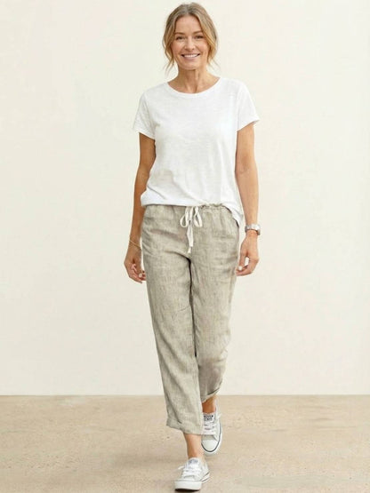 Women's Drawstring Slim Fit Trousers | Casual Summer Comfort
