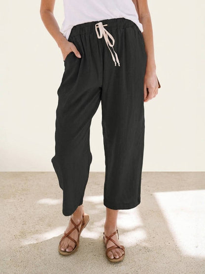Women's Drawstring Slim Fit Trousers | Casual Summer Comfort