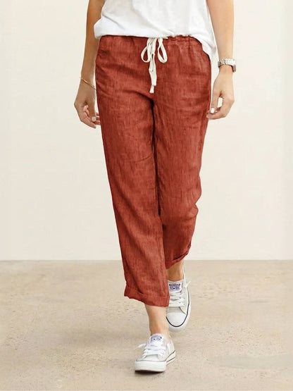 Women's Drawstring Slim Fit Trousers | Casual Summer Comfort