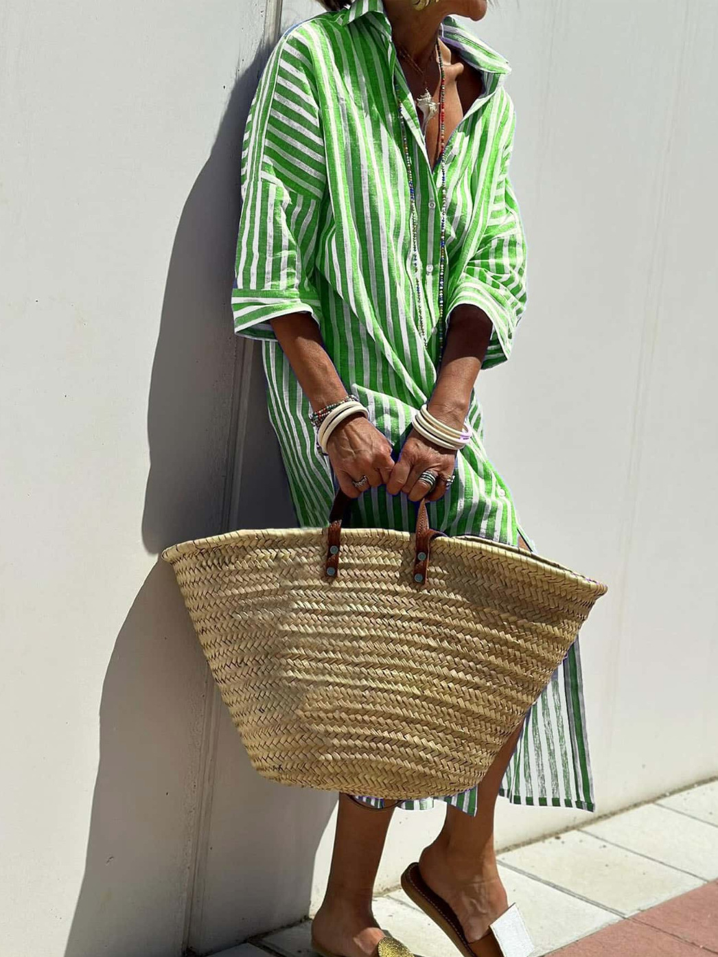 Women's Striped Shirt Dress | Button-Through Vertical Stripe Style