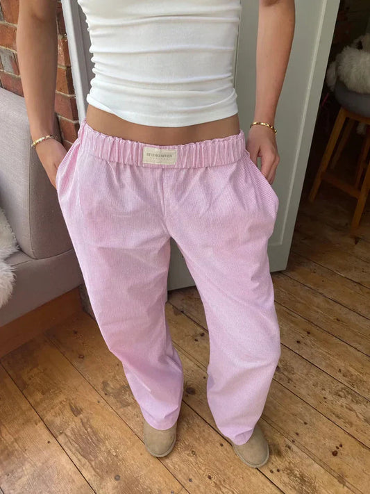 Women's Ribbed Lounge Pants | Elastic Waist Relaxed Fit